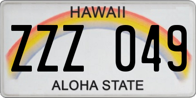 HI license plate ZZZ049