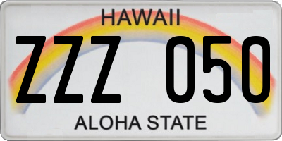 HI license plate ZZZ050