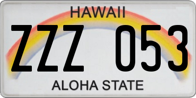 HI license plate ZZZ053