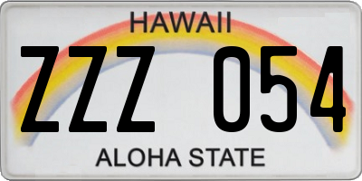 HI license plate ZZZ054