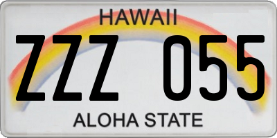 HI license plate ZZZ055