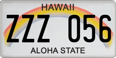 HI license plate ZZZ056