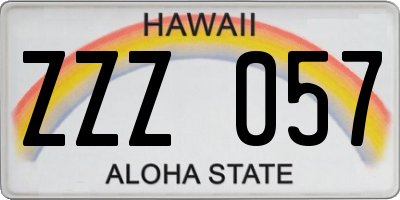 HI license plate ZZZ057