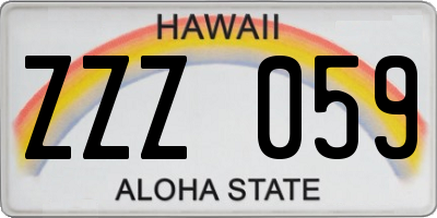 HI license plate ZZZ059