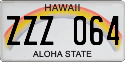 HI license plate ZZZ064