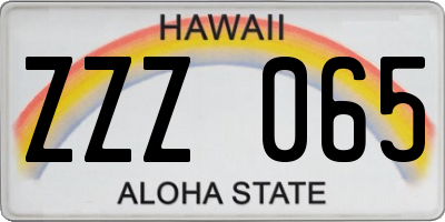 HI license plate ZZZ065