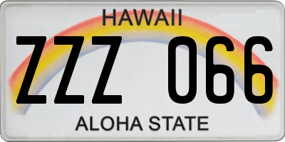 HI license plate ZZZ066