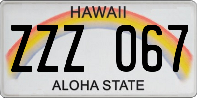 HI license plate ZZZ067