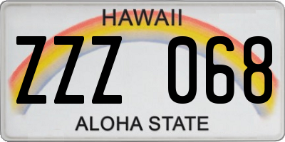 HI license plate ZZZ068