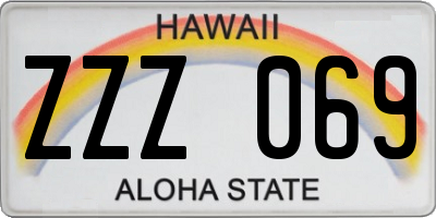 HI license plate ZZZ069