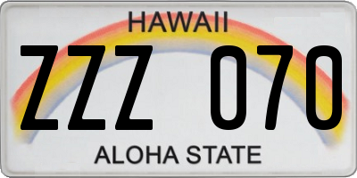 HI license plate ZZZ070