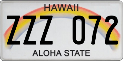 HI license plate ZZZ072