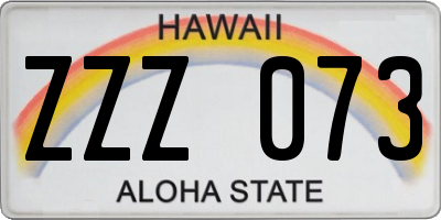 HI license plate ZZZ073