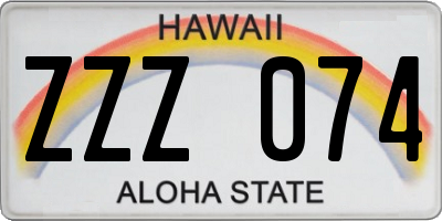 HI license plate ZZZ074