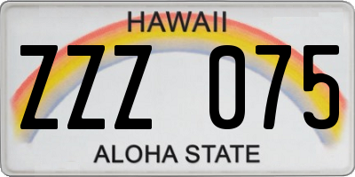 HI license plate ZZZ075