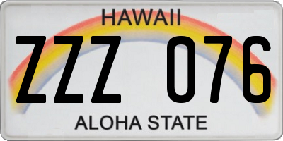 HI license plate ZZZ076