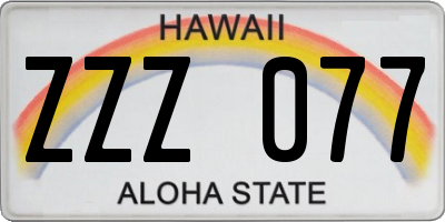 HI license plate ZZZ077