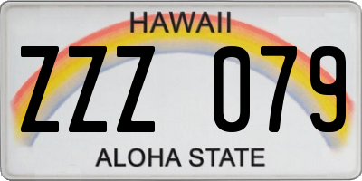 HI license plate ZZZ079