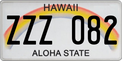 HI license plate ZZZ082