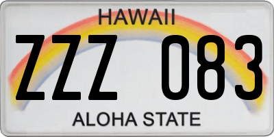 HI license plate ZZZ083