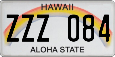 HI license plate ZZZ084