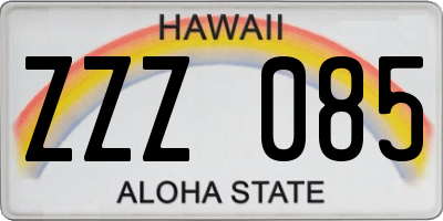 HI license plate ZZZ085