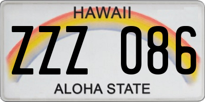 HI license plate ZZZ086