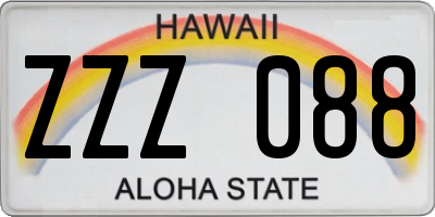 HI license plate ZZZ088