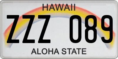 HI license plate ZZZ089