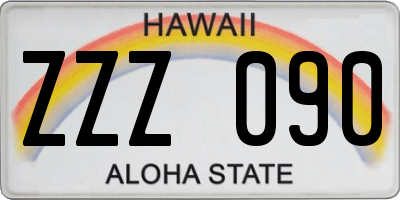 HI license plate ZZZ090