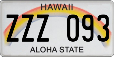 HI license plate ZZZ093