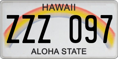 HI license plate ZZZ097