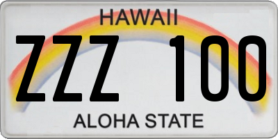 HI license plate ZZZ100