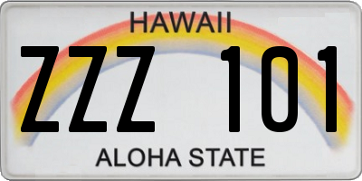 HI license plate ZZZ101