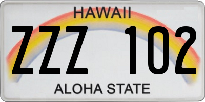 HI license plate ZZZ102