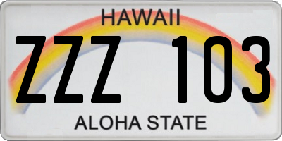 HI license plate ZZZ103