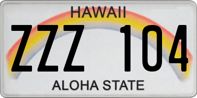 HI license plate ZZZ104