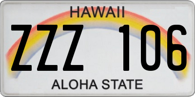 HI license plate ZZZ106