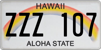 HI license plate ZZZ107