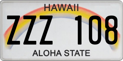 HI license plate ZZZ108