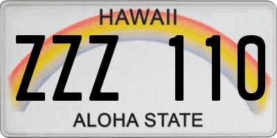 HI license plate ZZZ110