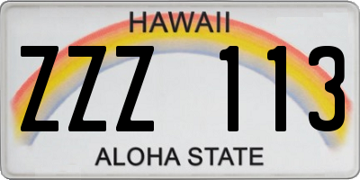 HI license plate ZZZ113