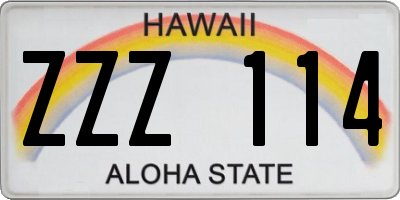 HI license plate ZZZ114