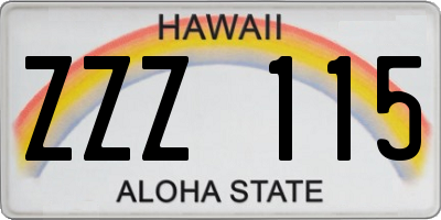 HI license plate ZZZ115