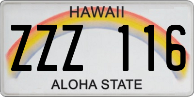 HI license plate ZZZ116