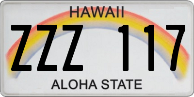 HI license plate ZZZ117