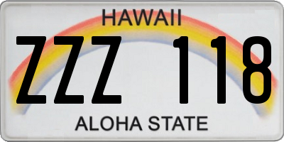 HI license plate ZZZ118