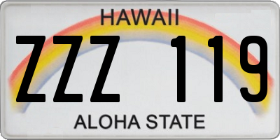 HI license plate ZZZ119