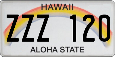 HI license plate ZZZ120