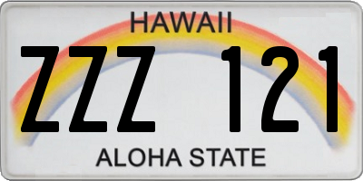 HI license plate ZZZ121